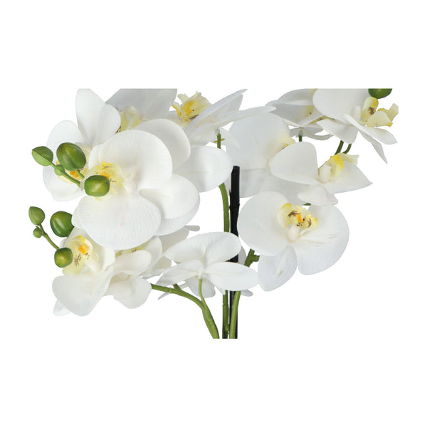 Kopu® Kunstbloem Orchidee 69 cm Wit met zwarte Pot - Phalenopsis