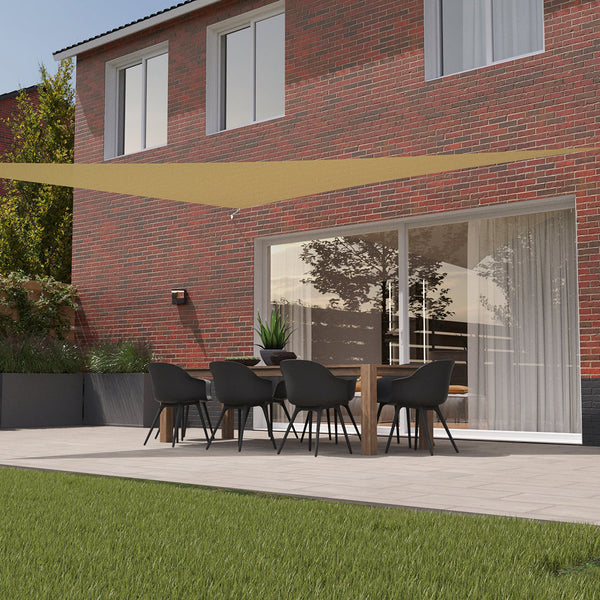Kopu® Schaduwdoek Driehoek 5x5x7,1mtr 280 grams Waterdoorlatend Creme