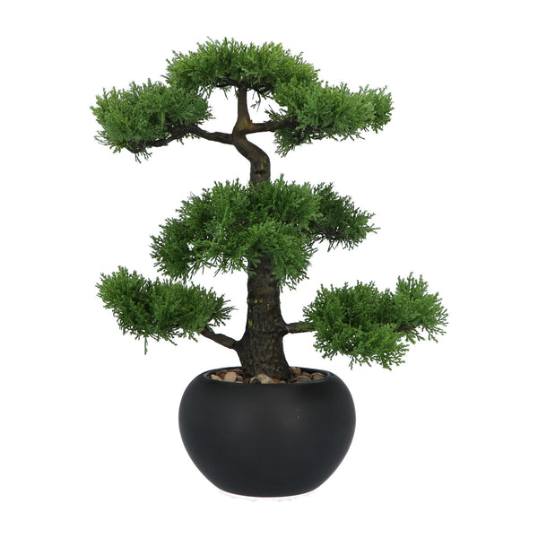 Kopu® Kunstplant Bonsai Ceder 48 cm met zwarte Pot - Bonsai boompje