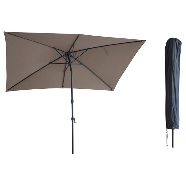 Kopu® Sevilla Parasol Rechthoek 200x300 cm met Hoes - Balkonparasol Taupe