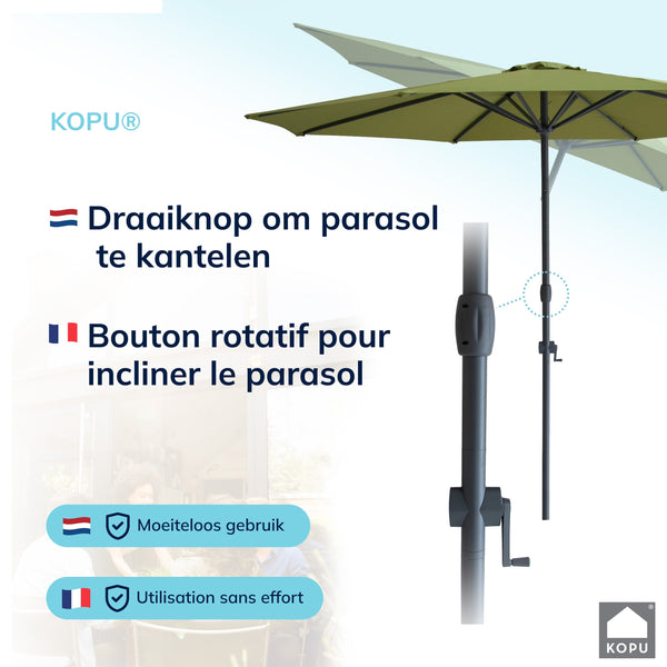 Kopu® Valencia Parasol Rond 300 cm met Beschermhoes - Olijfgroen