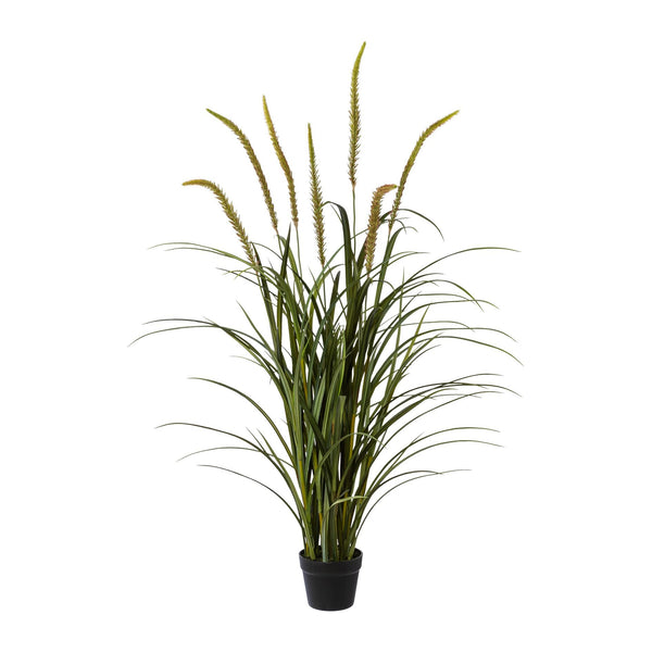 Kopu® Kunstplant Miscanthus 135 cm - 7 pluimen - in zwarte pot