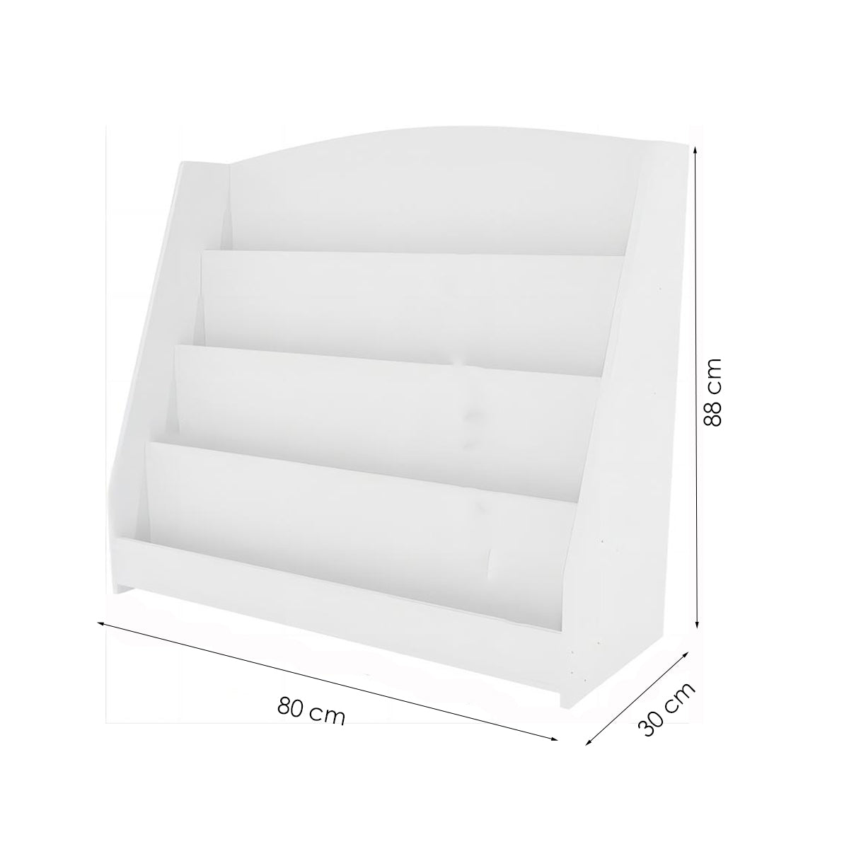 Kinderboekenkast - 88 x 80 x 30 cm - Wit - Hout - Kinderboekenrek - Boekenrek Kinderkamer