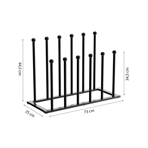 Laarzenrek - Zwart - 73 x 25 x 44,5 cm - Opbergen van 6 paar Laarzen of Schoenen - Laarzenrek voor Binnen en Buiten