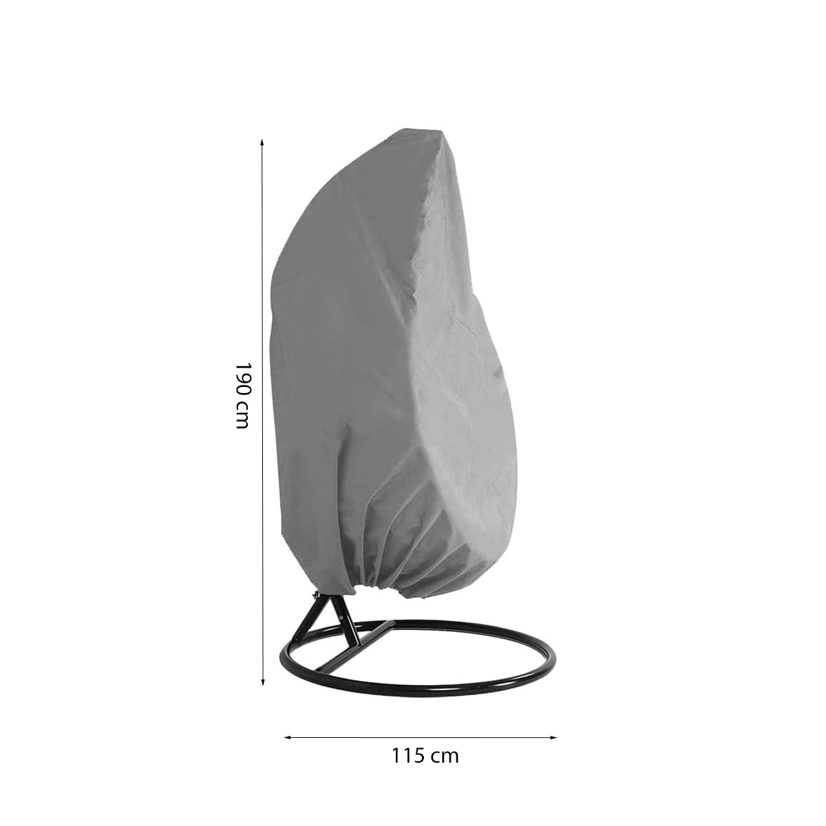 Beschermhoes Hangstoel Egg - Grijs - 190 x 115 cm - Waterproof - Universeel model - Hoes van Egg Chair - Waterdichte Beschermer voor Egg Stoel met Standaard