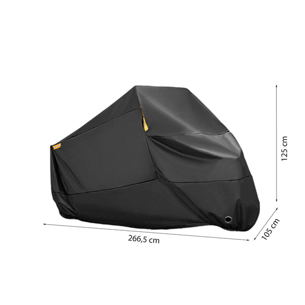 Motorhoes - Waterafstotend - 266,5x125x105 cm - Zwart met Reflectie - Motorhoes Waterdicht Buiten - Motorhoes Waterdicht