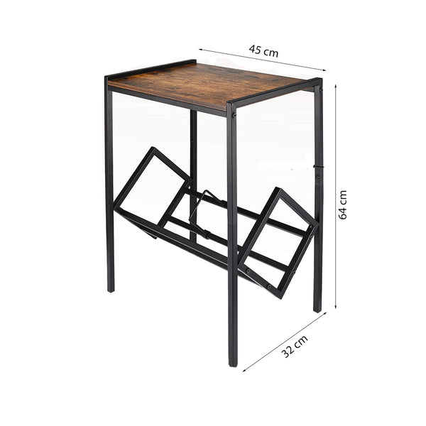 LP Opbergsysteem - Zwart met Hout - LP Kast - LP Houder - Nachtkastje - Bijzettafeltje op wielen - Lp Opbergrek