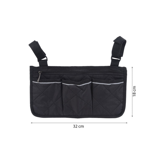 Rolstoeltas - Zwart - Armleuning Rolstoeltas - Waterafstotende Opbergtas voor Rolstoel - Rolstoel Organizer