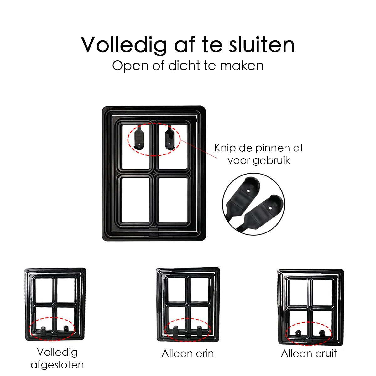 Hondenluik - Afsluitbaar - 4 Standen - 35x28 cm - Zwart