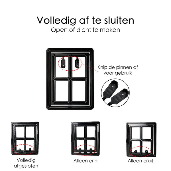 Hondenluik - Afsluitbaar - 4 Standen - 35x28 cm - Zwart