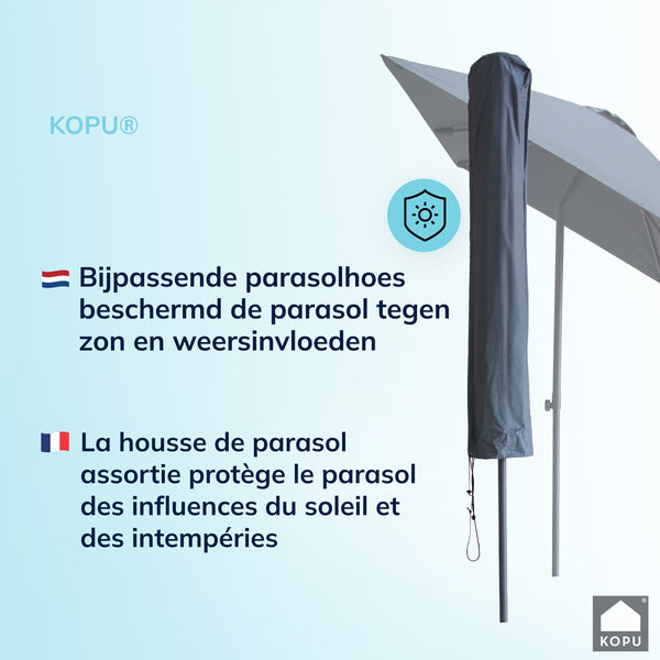 Kopu® Leon Parasol Rechthoek 150x250 cm - Balkonparasol met Hoes - Grijs