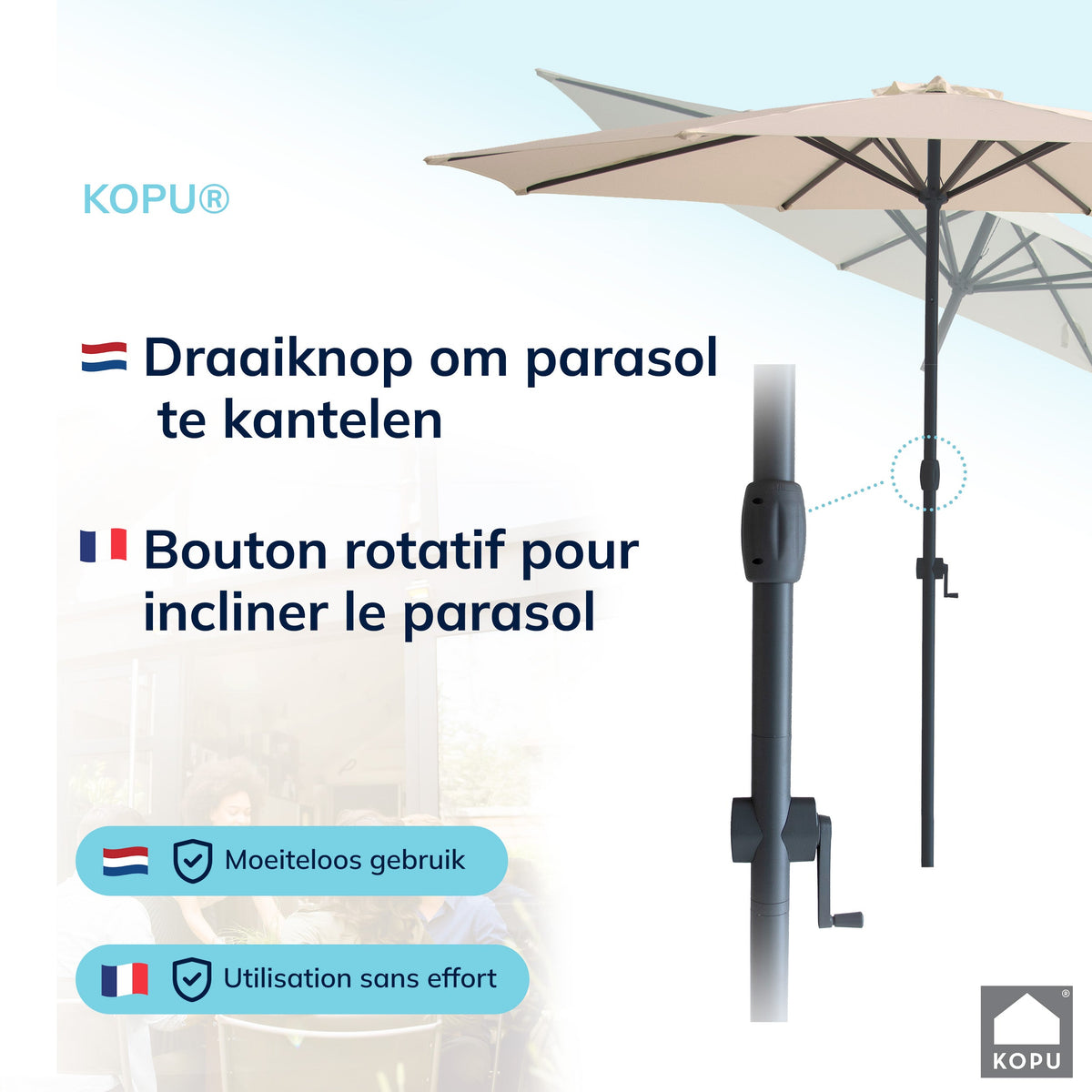 Kopu® Valencia Parasol Rond 300 cm met Beschermhoes - Creme