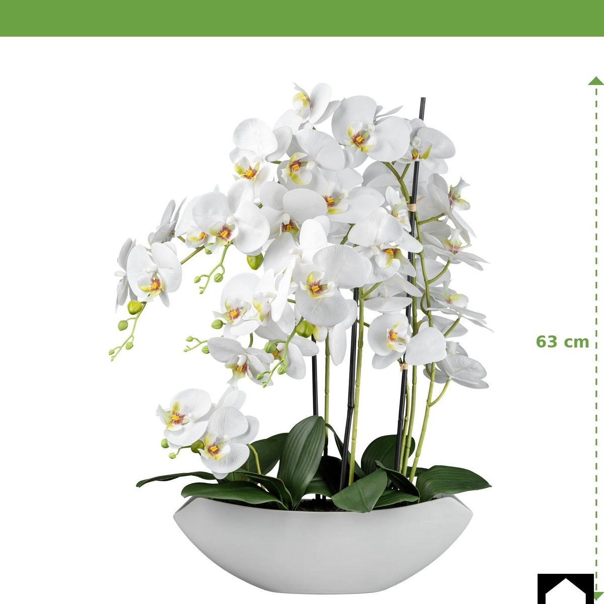 Kopu® Kunstbloem Orchidee 60 cm Wit met Schaal Ovaal - Phalenopsis