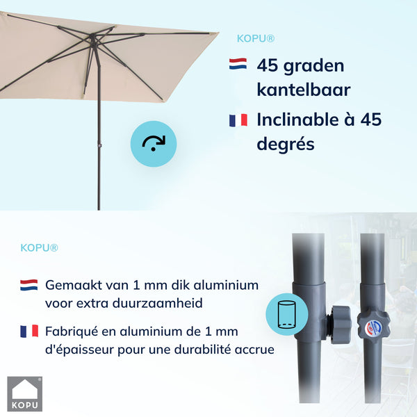Kopu® Leon Parasol Rechthoek 150x250 cm - met Hoes en Voet - Taupe