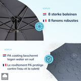 Kopu® Set Madrid 350 cm Grote Parasol Rond met Beschermhoes en Parasolvoet - Grijs