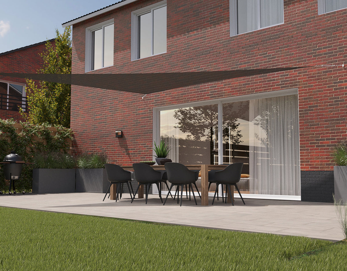 Kopu® Schaduwdoek Driehoek 5x6x7,8mtr 280 grams Waterdoorlatend Grijs