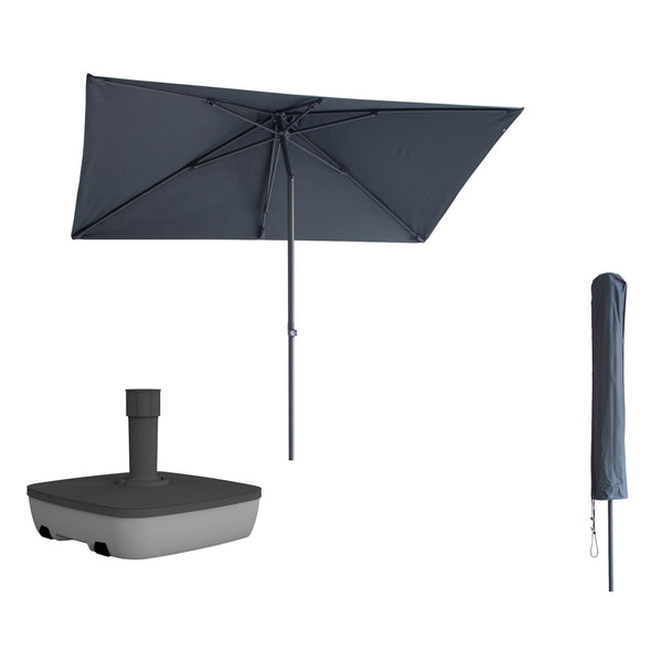Kopu® Leon Parasol Rechthoek 150x250 cm - met Hoes en Voet - Grijs