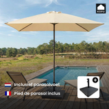 Kopu® Leon Parasol Rechthoek 150x250 cm - met Hoes en Voet - Creme