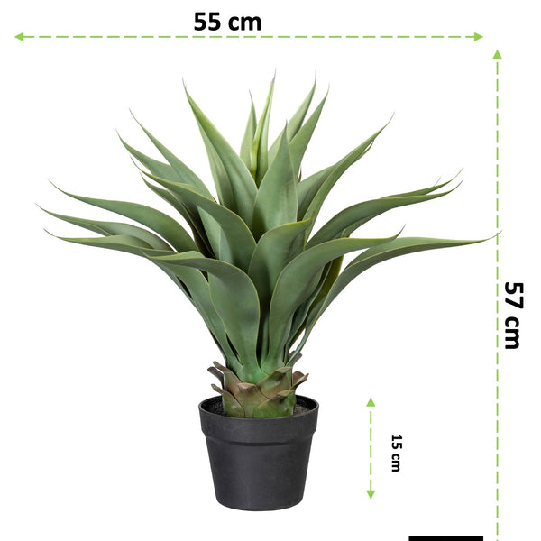 Kopu® Kunstplant Agave 57 cm in zwarte Pot - 25 bladeren - Nepplant
