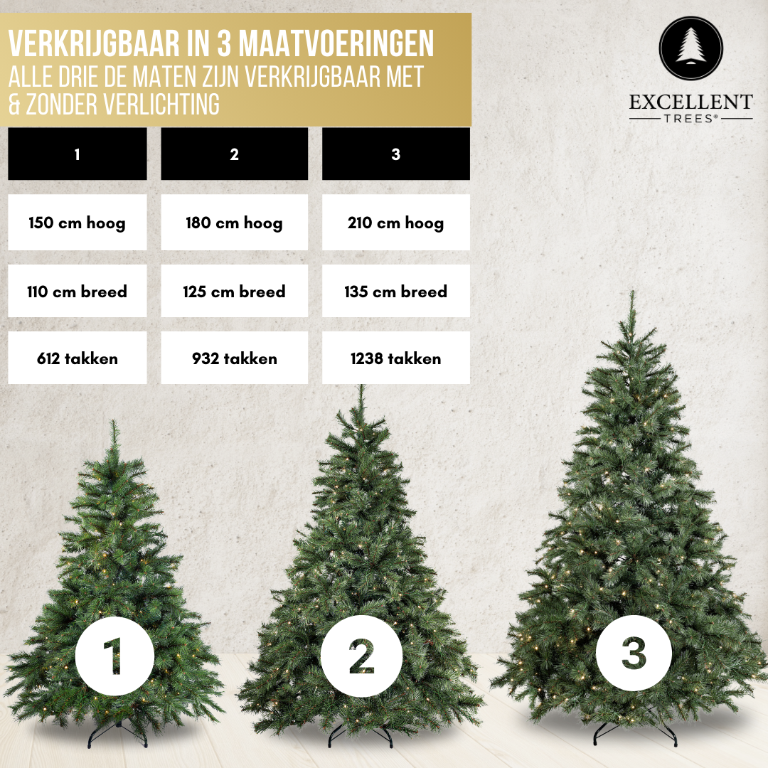 Excellent Trees® Elverum Frosted 150 cm Kerstboom met Verlichting  - ⌀110cm - ↕150cm