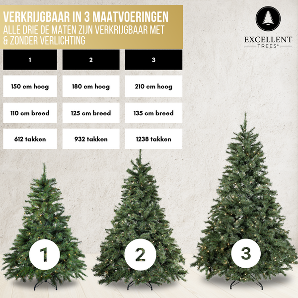 Excellent Trees® Elverum Frosted 210 cm Kerstboom met Verlichting - ⌀135cm - ↕210cm