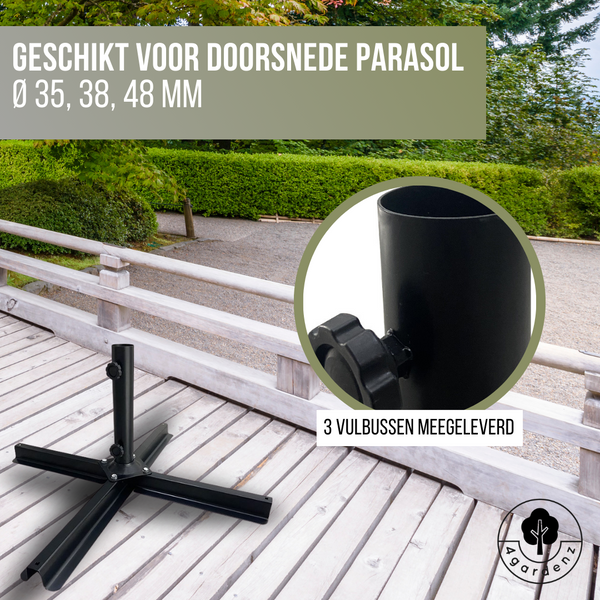 4gardenz® Parasol Kruisvoet voor Verzwaringstegels 77x77x31 cm - Zwart