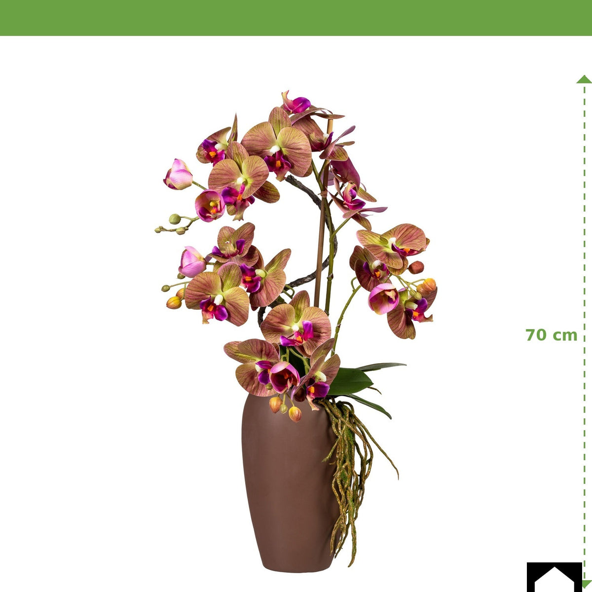 Kopu® Kunstbloem Orchidee 70 cm Paars in bruine Vaas - Phalenopsis