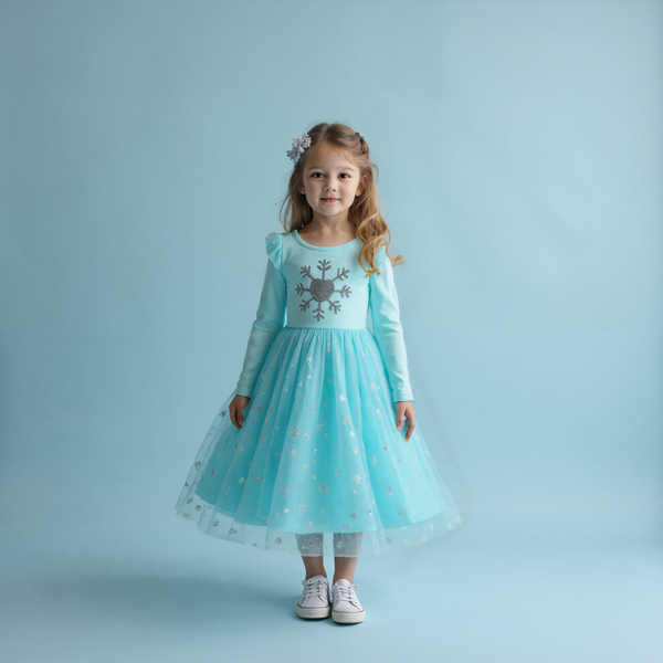 Comfortabele Prinsessenjurk voor Kinderen T-shirt Stof Licht Blauw