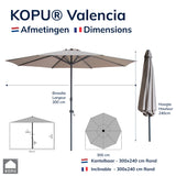 Kopu® Valencia Parasol Rond 300 cm met Beschermhoes en Voet - Taupe
