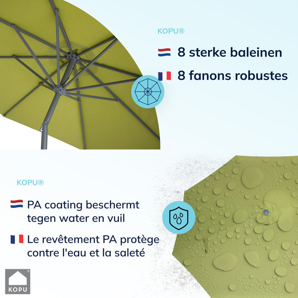 Kopu® Valencia Parasol Rond 300 cm met Beschermhoes - Olijfgroen