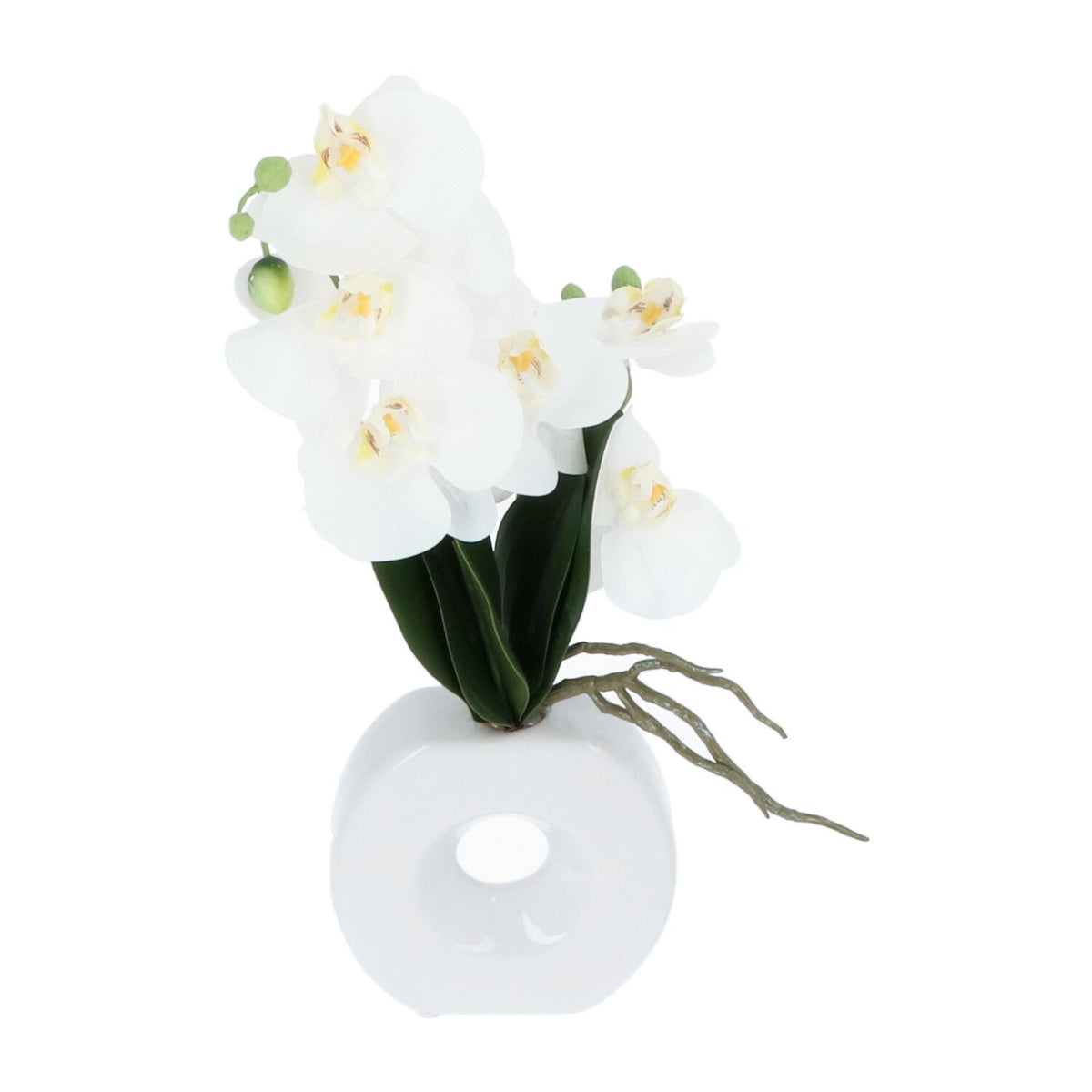 Kopu® Kunstbloem Witte Orchidee 35 cm in mooie witte Vaas - Phalenopsis