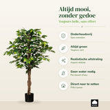 Kopu® Kunstplant Ficus 120 cm in pot - 630 bladeren met Natuurstam