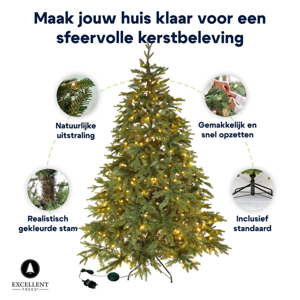 Excellent Trees® LED Ulvik 150 cm - Premium Kerstboom met 250 lampjes - ⌀80cm - 150cm