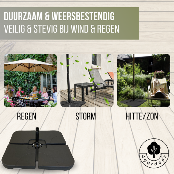 Verzwaringsset Parasolvoet voor Zweefparasols - Vulbaar tot 80 KG