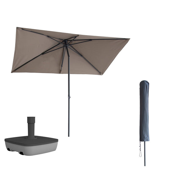 Kopu® Leon Parasol Rechthoek 150x250 cm - met Hoes en Voet - Taupe