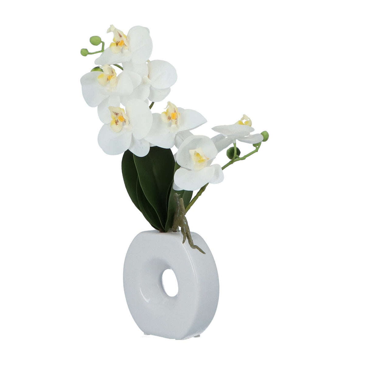 Kopu® Kunstbloem Witte Orchidee 35 cm in mooie witte Vaas - Phalenopsis