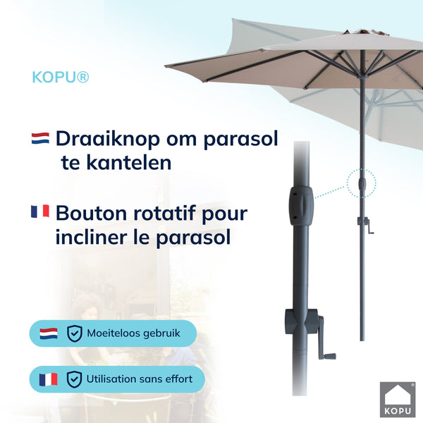 Kopu® Valencia Parasol Rond 300 cm met Beschermhoes - Taupe