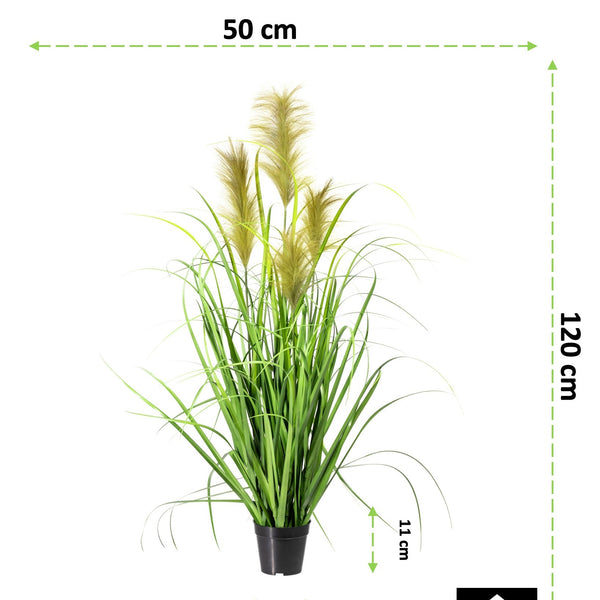Kopu® Kunstplant Chinees Riet 120 cm - 4 pluimen - in zwarte pot