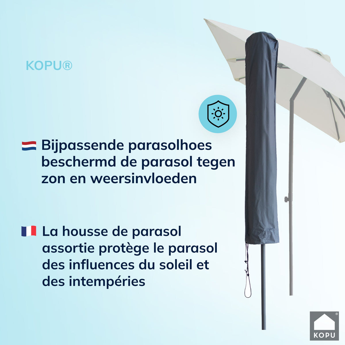 Kopu® Leon Parasol Rechthoek 150x250 cm - met Hoes en Voet - Creme
