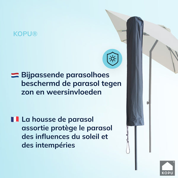 Kopu® Leon Parasol Rechthoek 150x250 cm - Balkonparasol met Hoes - Creme