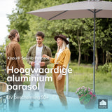 Kopu® Sevilla Parasol Rechthoek 200x300 cm met Hoes en voet - Balkonparasol Taupe