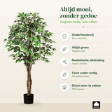 Kopu® Kunstplant Ficus 150 cm - 840 groen-witte bladeren - Natuurstam