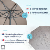 Kopu® Set Madrid 350 cm Grote Parasol Rond met Beschermhoes en Parasolvoet - Taupe