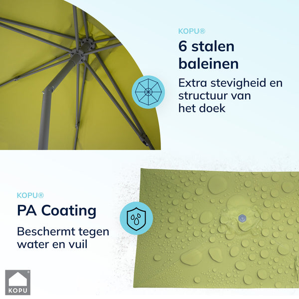 Kopu® Leon Parasol Hoogteverstelbaar 150x250cm met Hoes - Olijfgroen
