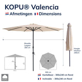 Kopu® Valencia Parasol Rond 300 cm met Beschermhoes - Creme