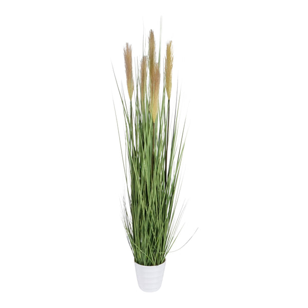 Kopu® Kunstplant Pampusgras 110 cm - 5 pluimen - in witte pot