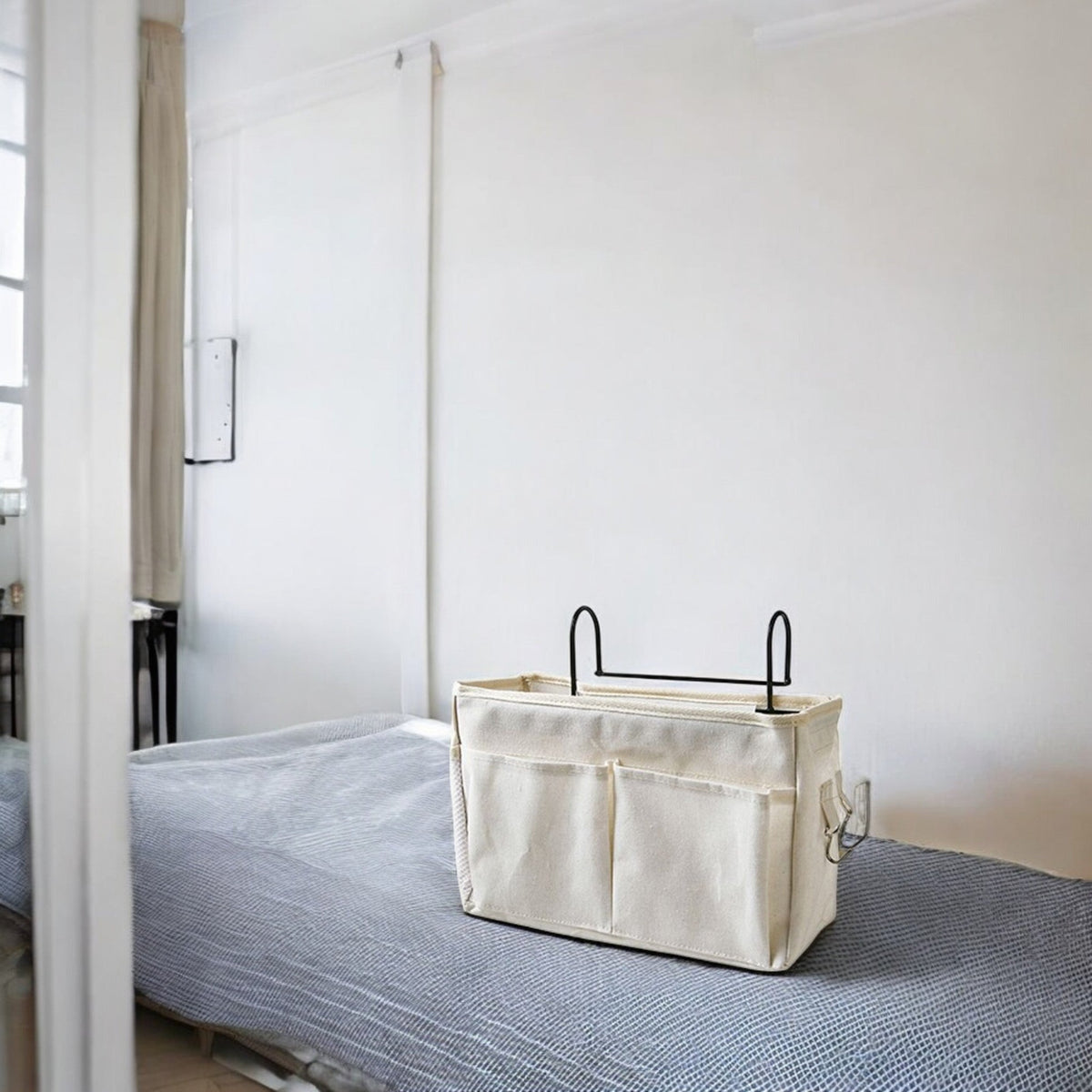Bedside Pocket - Bed Opbergzak - Katoen - Wit