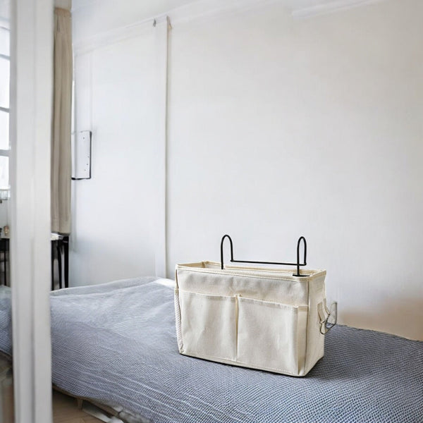 Bedside Pocket - Bed Opbergzak - Katoen - Wit