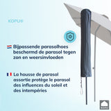 Kopu® Leon Parasol Rechthoek 150x250cm met Hoes - Hoogteverstelbaar - Taupe