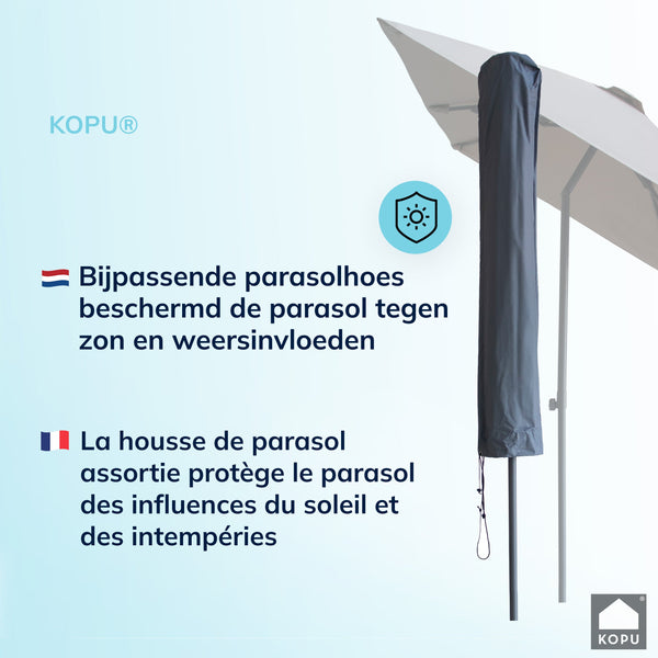 Kopu® Leon Parasol Rechthoek 150x250cm met Hoes - Hoogteverstelbaar - Taupe